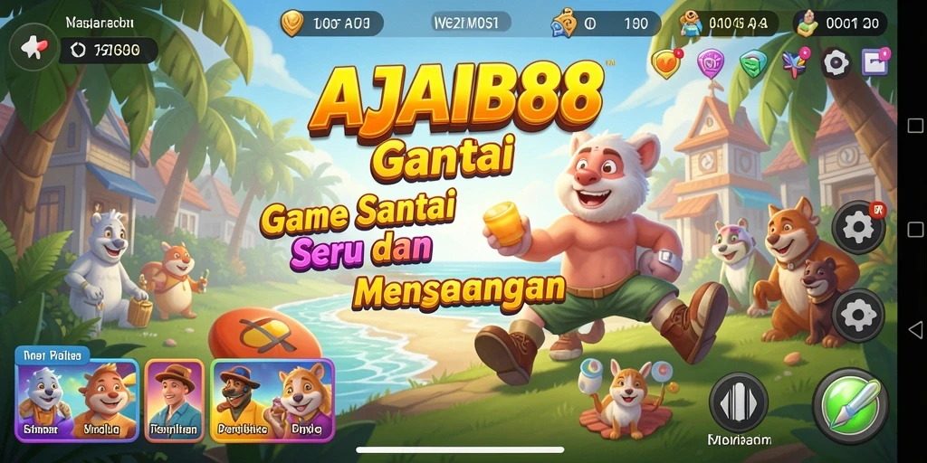 Tampilan gameplay AJAIB88 yang ceria dan penuh warna.