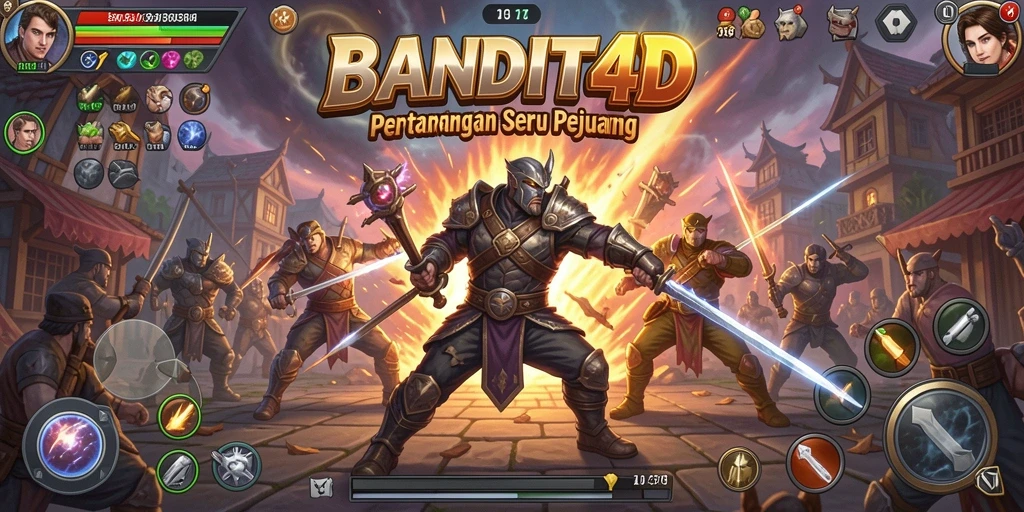 Screenshot utama BANDIT4D menampilkan aksi pertarungan seru dan karakter yang beragam.