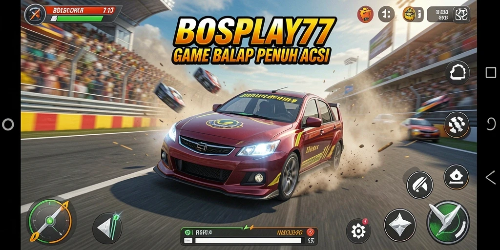 Tampilan gameplay BOSPLAY77 menampilkan balapan yang seru dan mendebarkan.
