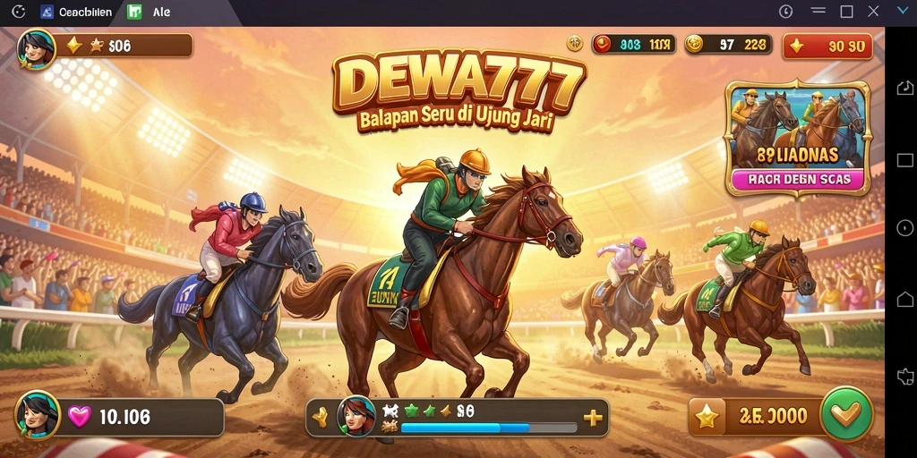 Screenshot gameplay DEWA777 yang menampilkan aksi balapan seru dan kendaraan cepat.