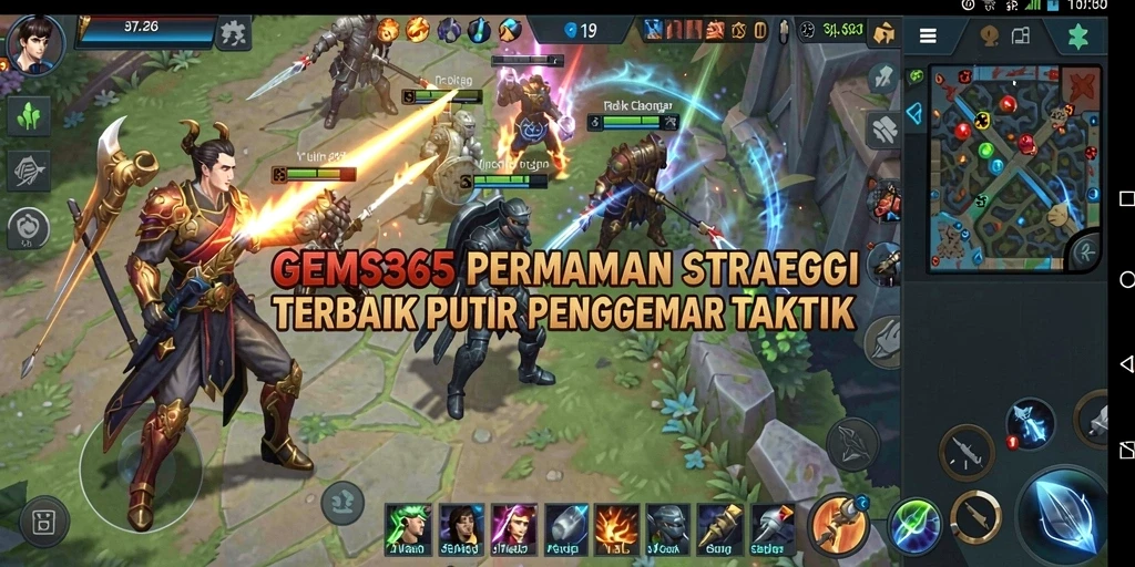 Tampilan screenshot utama GEMS365 menampilkan aksi strategi yang mendebarkan.