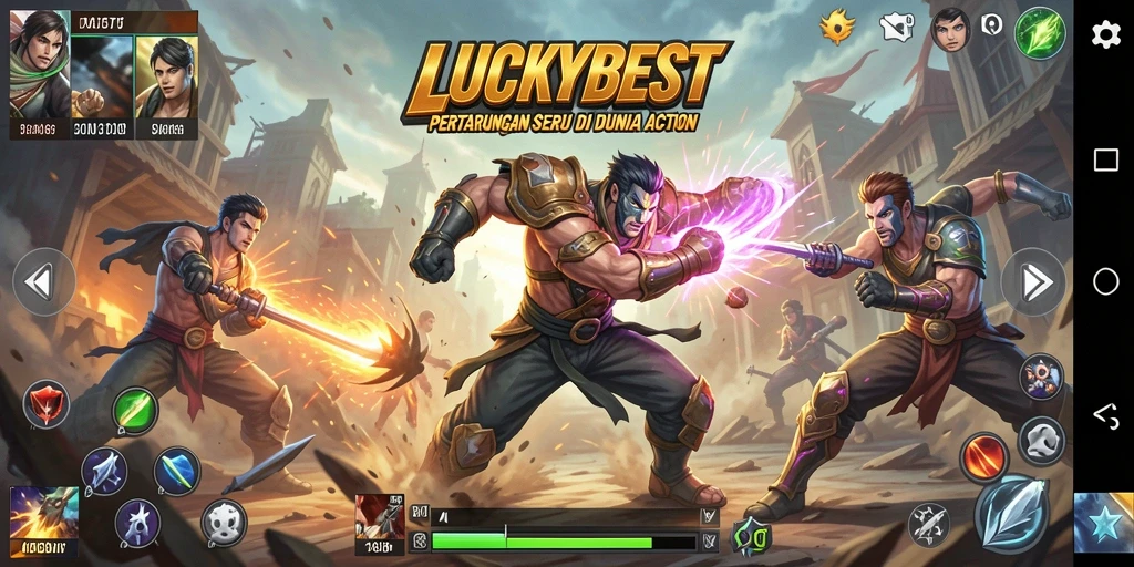 Screenshot gameplay LUCKYBEST yang menunjukkan pertarungan mendebarkan.
