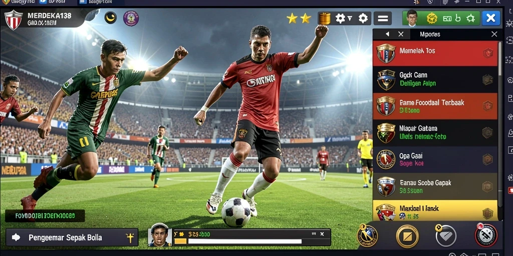 Tampilan menakjubkan dari gameplay <strong>MERDEKA138</strong> yang menggambarkan pertandingan sepak bola seru.