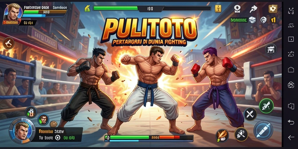 Screenshot menunjukkan aksi pertarungan seru dalam PULITOTO.