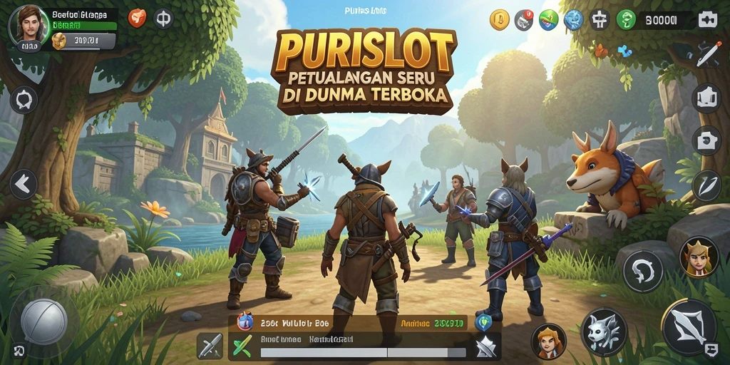 Screenshot gameplay <strong>PURISLOT</strong> menunjukkan petualangan yang seru di dunia terbuka.