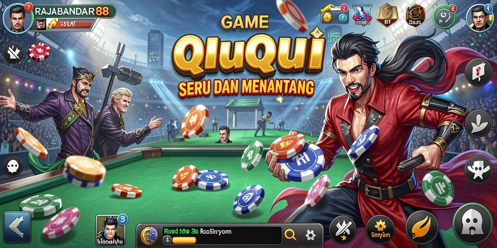 Tampilan gameplay seru dari RAJABANDAR88 yang menampilkan pertandingan QiuQiu.