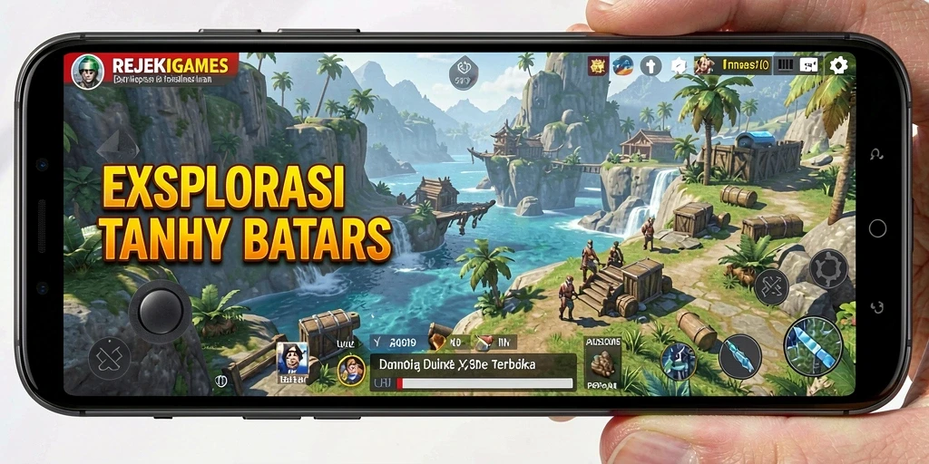 Screenshot gameplay dari REJEKIGAMES menampilkan aksi eksplorasi di dunia terbuka.