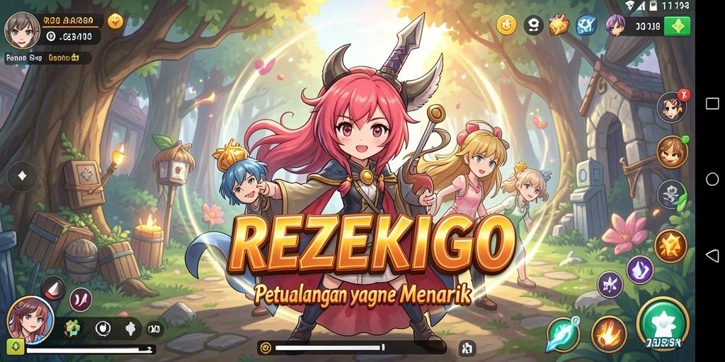 Screenshot menampilkan karakter dan aksi dalam game Anime REZEKIGO.