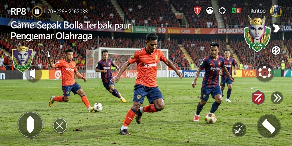 Screenshot RP8 menampilkan aksi seru dalam pertandingan sepak bola.