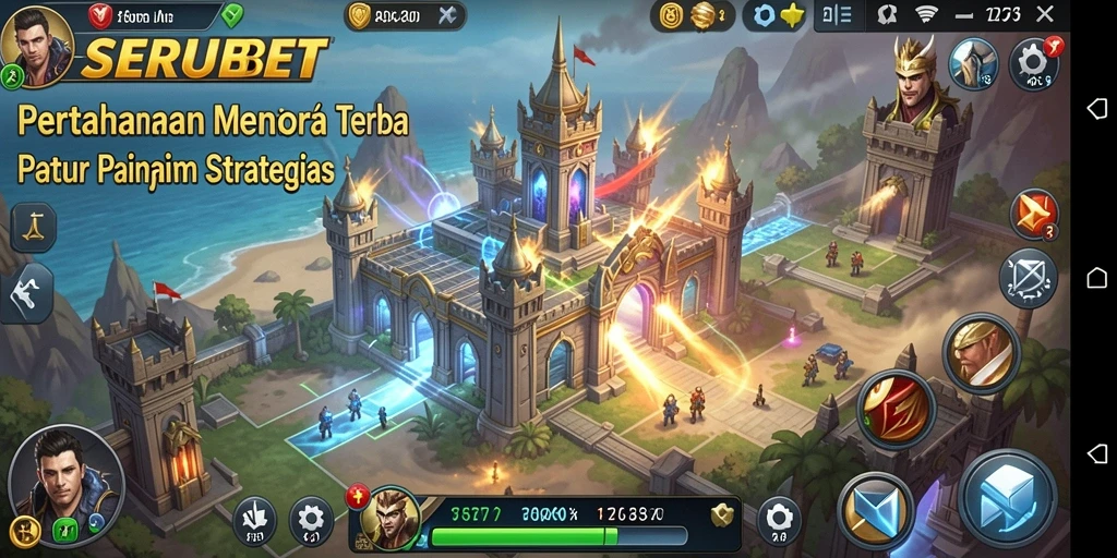 Tampilan seru gameplay Tower Defense di SERUBET.