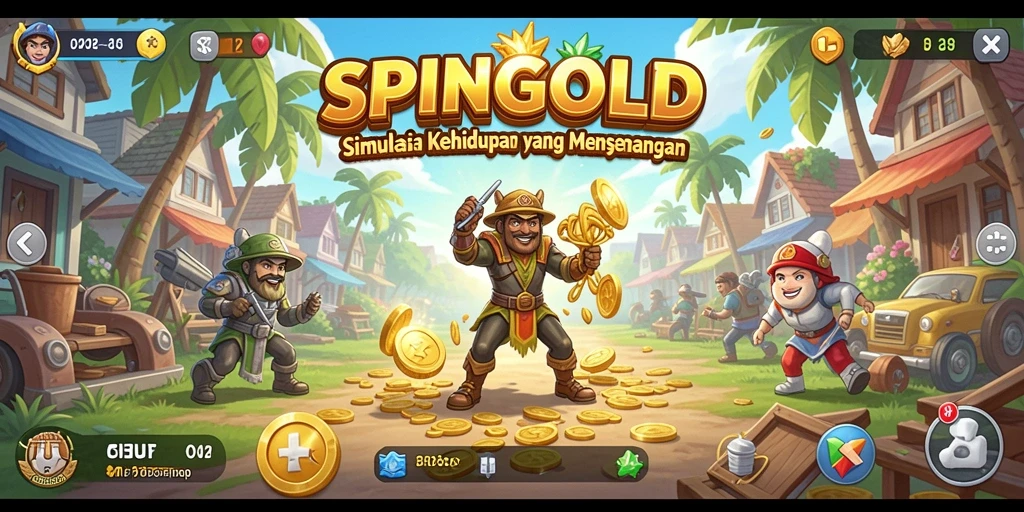 Screenshot SPINGOLD menampilkan karakter dalam lingkungan simulasi yang hidup.