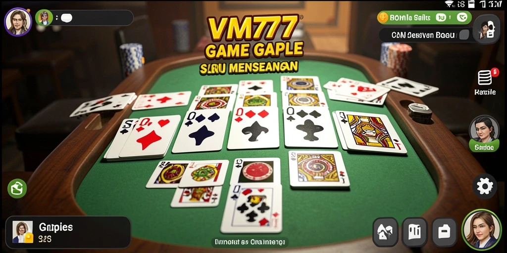 Tampilan gameplay seru Gaple di VM777 dengan interaksi sosial.