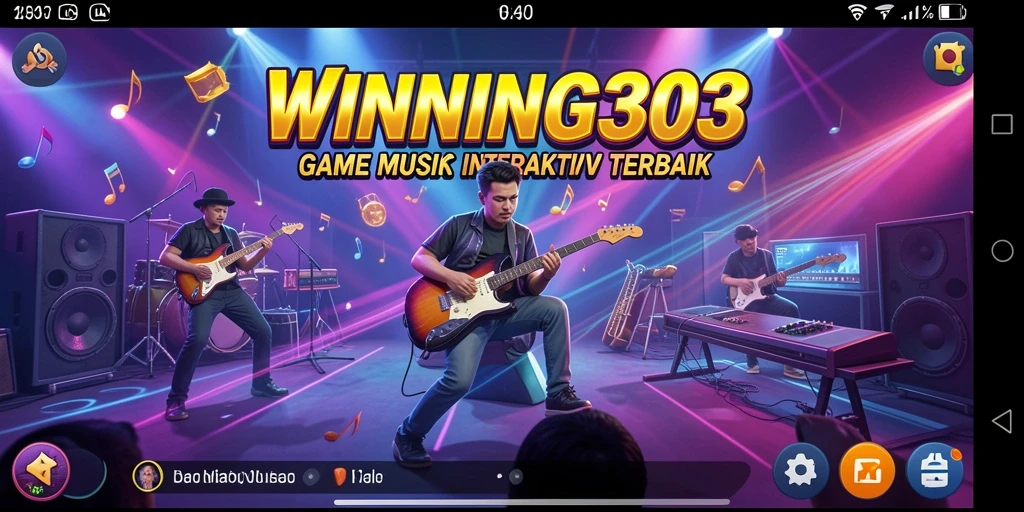 Tampilan gameplay interaktif aplikasi WINNING303 dengan berbagai pilihan musik.